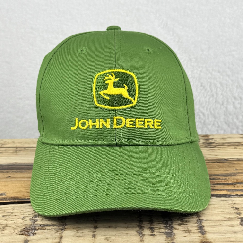 John Deere Hat Cap Strap Back Mens Green Embroidered‎ Logo Nothing Runs Slogan